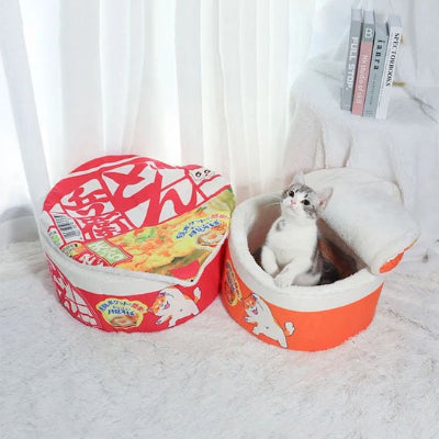 Chaton sortant de sa maison pour chaton en forme de bol