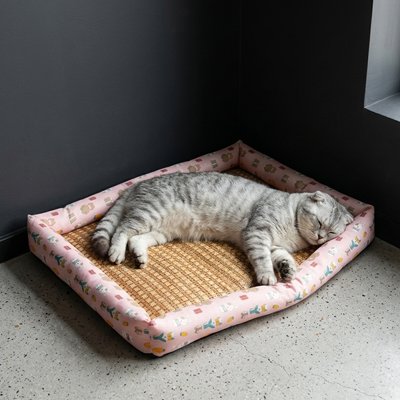 Chat allongé confortablement sur son tapis rafraichissant chat