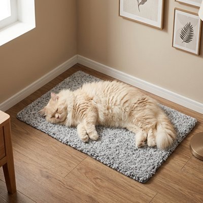 Chat allongé sur un tapis chat