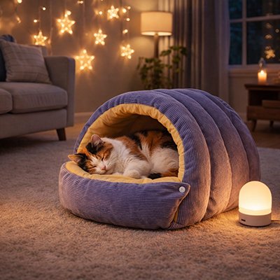 Chat endormis dans un lit chat 