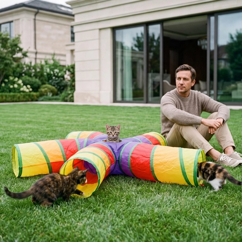chat et chatons dans le tunnel chaton 