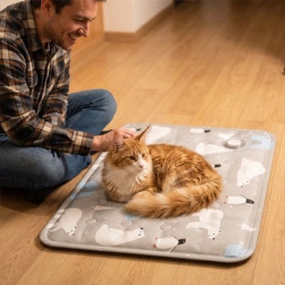 chat roux sur tapis rafraichissant chat