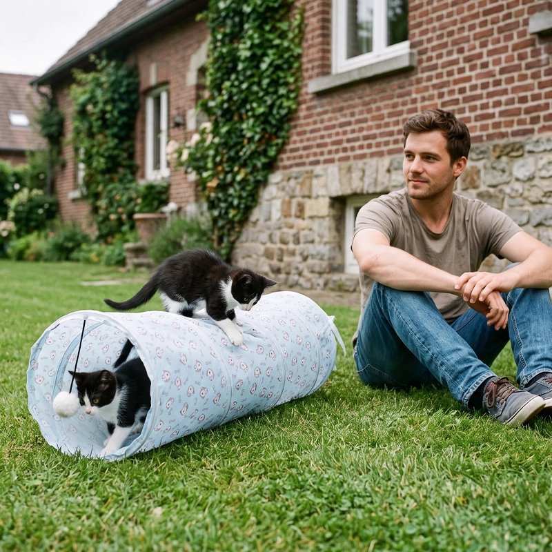 Chat sur un tunnel pour chats 