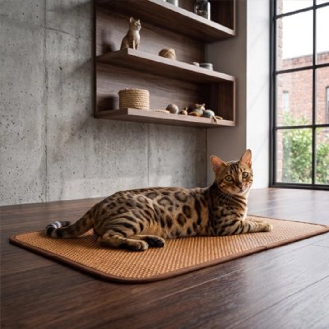 chat tigré sur tapis rafraichissant chat
