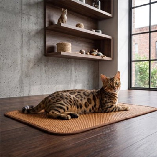 chat tigré sur tapis rafraichissant chat