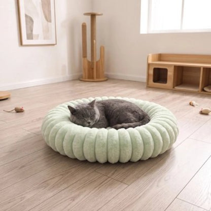 Coussin chat vert avec un chat à l'intérieur