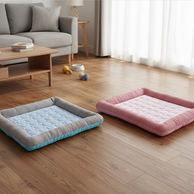 Deux tapis rafraichissant chat avec couleur rose et bleu