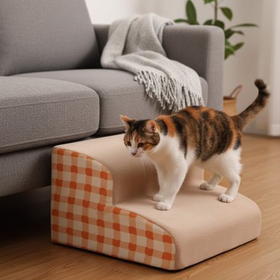 escalier chat de deux marches sur plancher