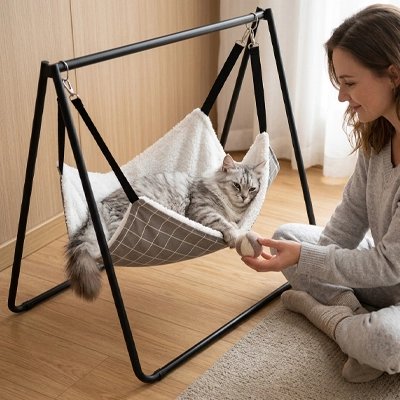 Hamac à chat dans un salon
