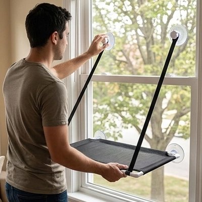 Hamac pour chat fenetre de couleur noire