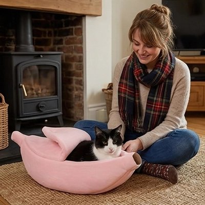 Lit pour chat sur un tapis
