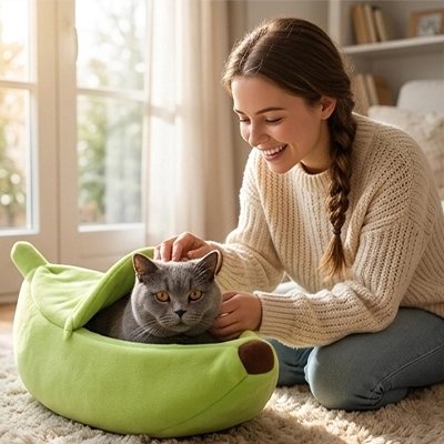 Lit pour chat vert