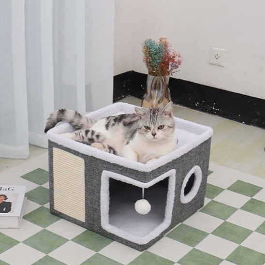 Maison pour chat combinant espace de repos en hauteur