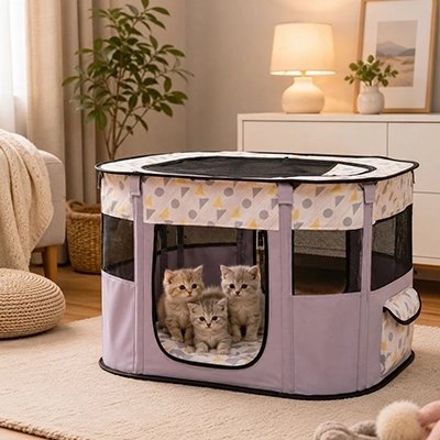 Maison pour les chats de couleur violette