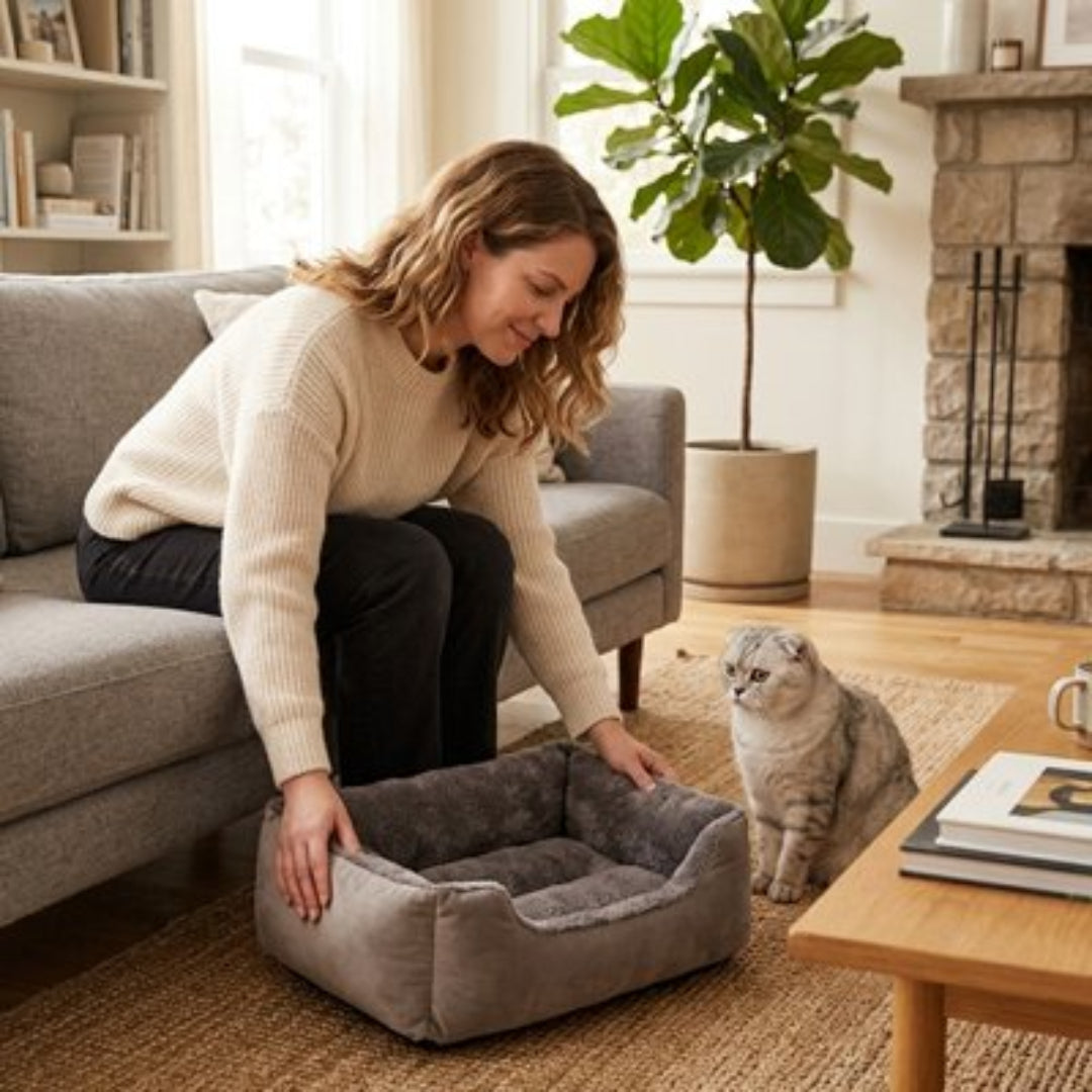 Panier pour chat sur un tapis