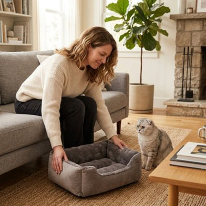 Panier pour chat sur un tapis