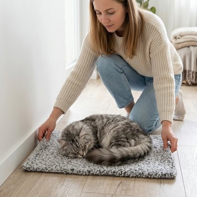 Tapis Chat Gris