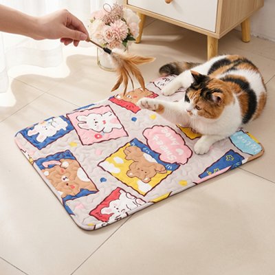 Tapis rafraichissant chat avec un chat au dessus