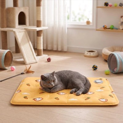 Tapis rafraichissant chat avec un chat au dessus