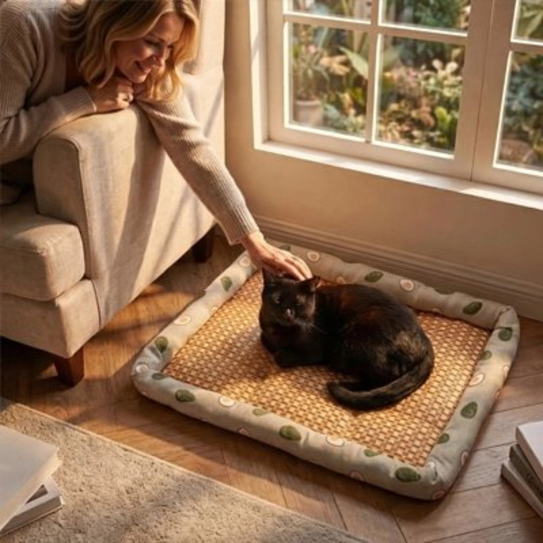 Tapis rafraichissant chat avec un chat noir dedans 