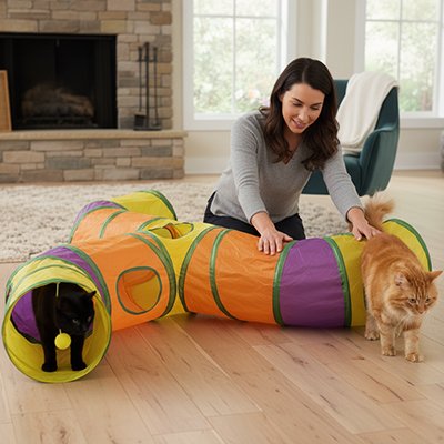 Tunnel chat dans un salon lumineux