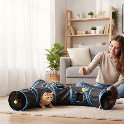 Tunnel pour chat en forme de T