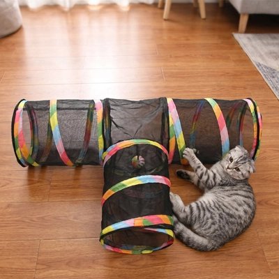 Tunnel pour chat sur plancher